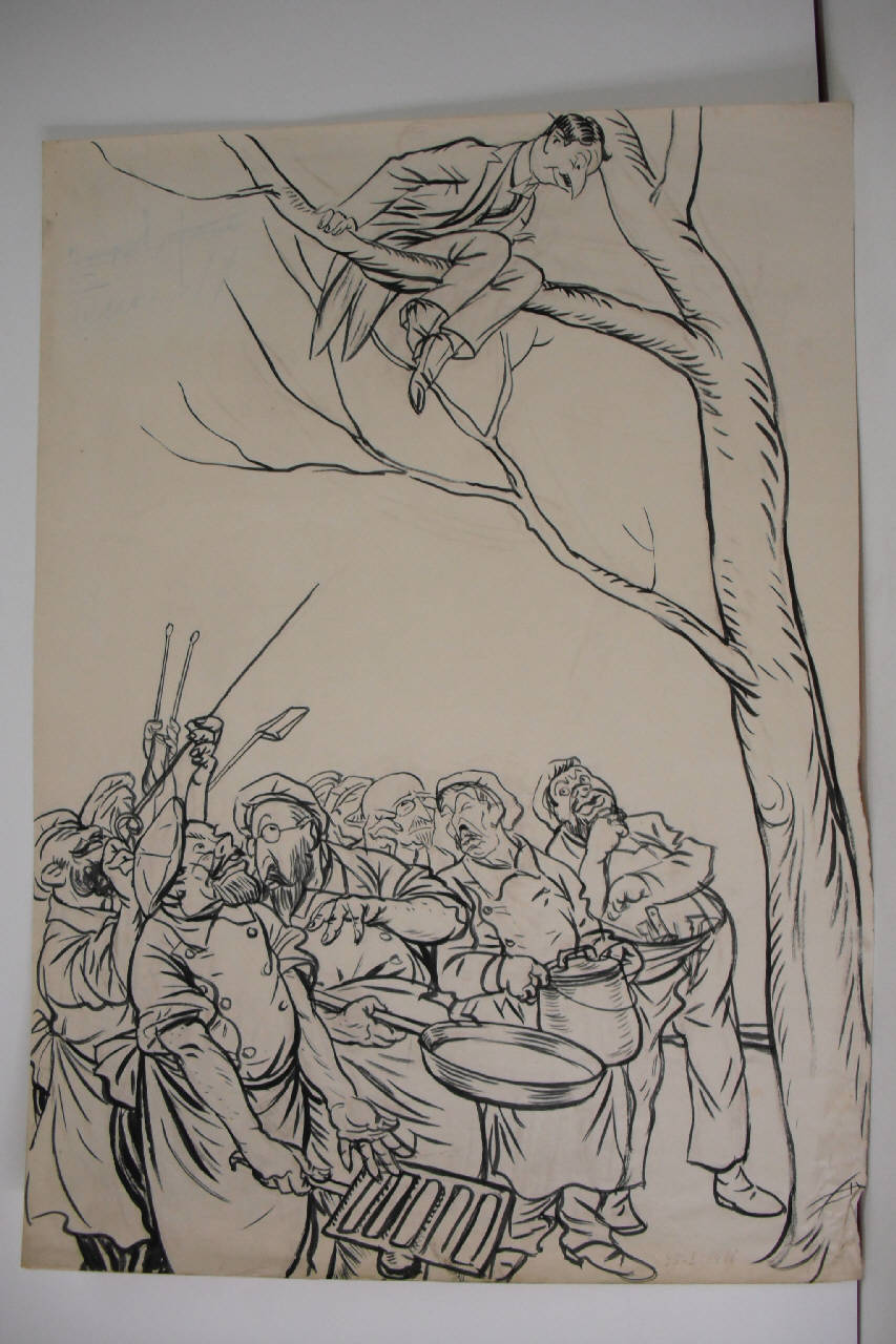 IL CONGRESSO DI LIVORNO - ovvero - L'UCCELLINO IN FRASCA. (disegno) di Mazza, Aldo (1921/01/23 - )