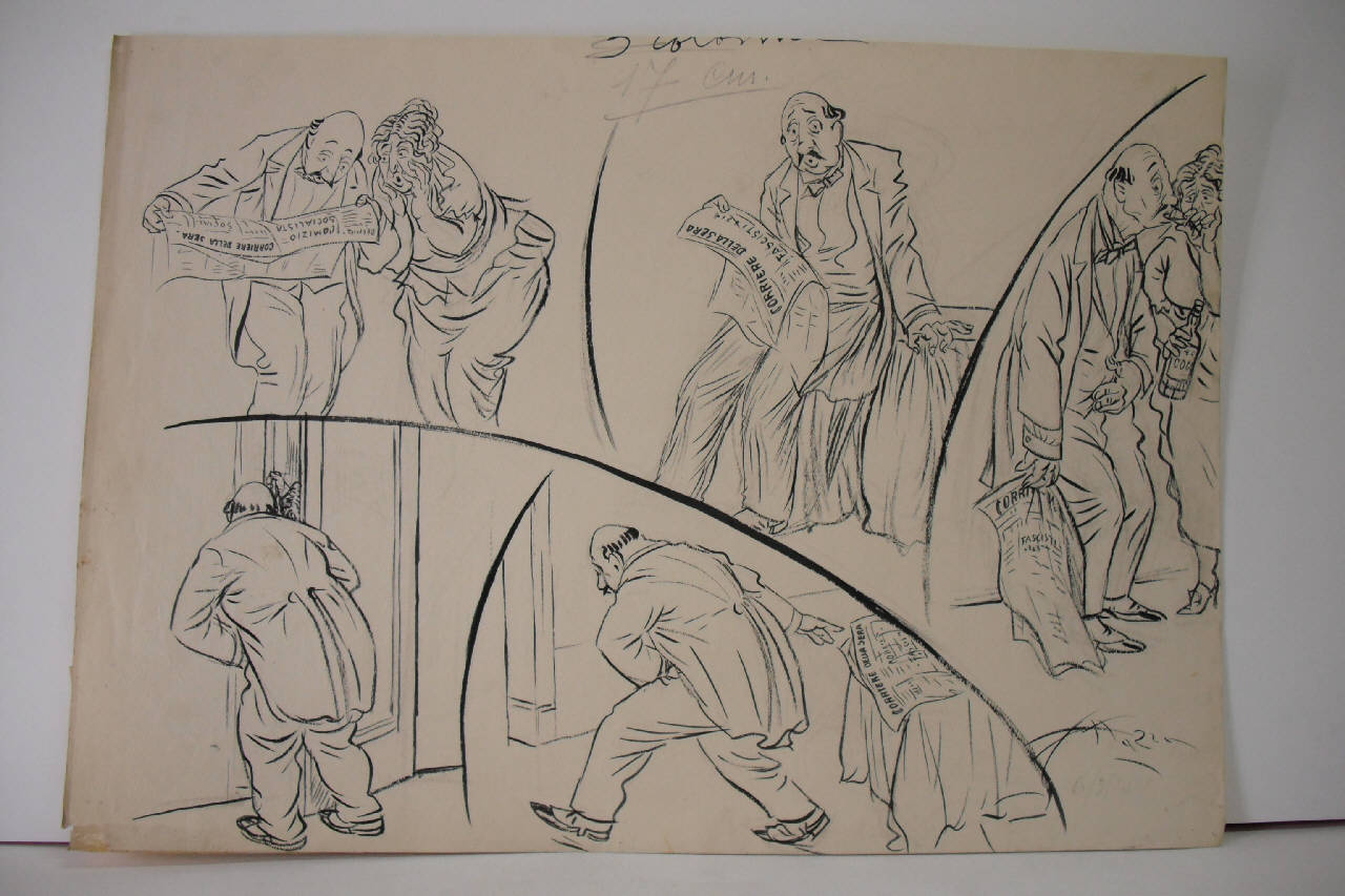 LE PAURE DEL LETTORE DEL "CORRIERE". (disegno) di Mazza, Aldo (1921/03/06 - )