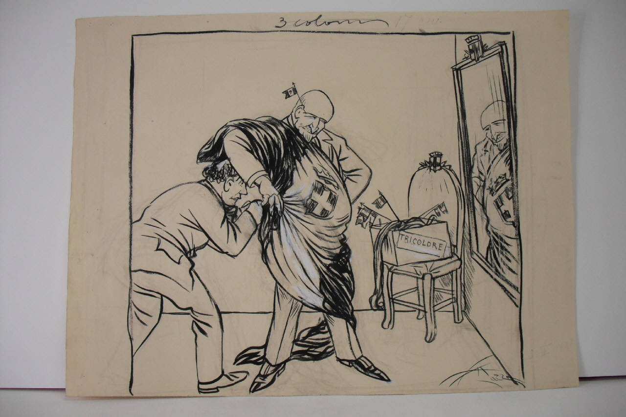 IL SINDACO E IL SUO MANIFESTO. (disegno) di Mazza, Aldo (1921/04/03 - )