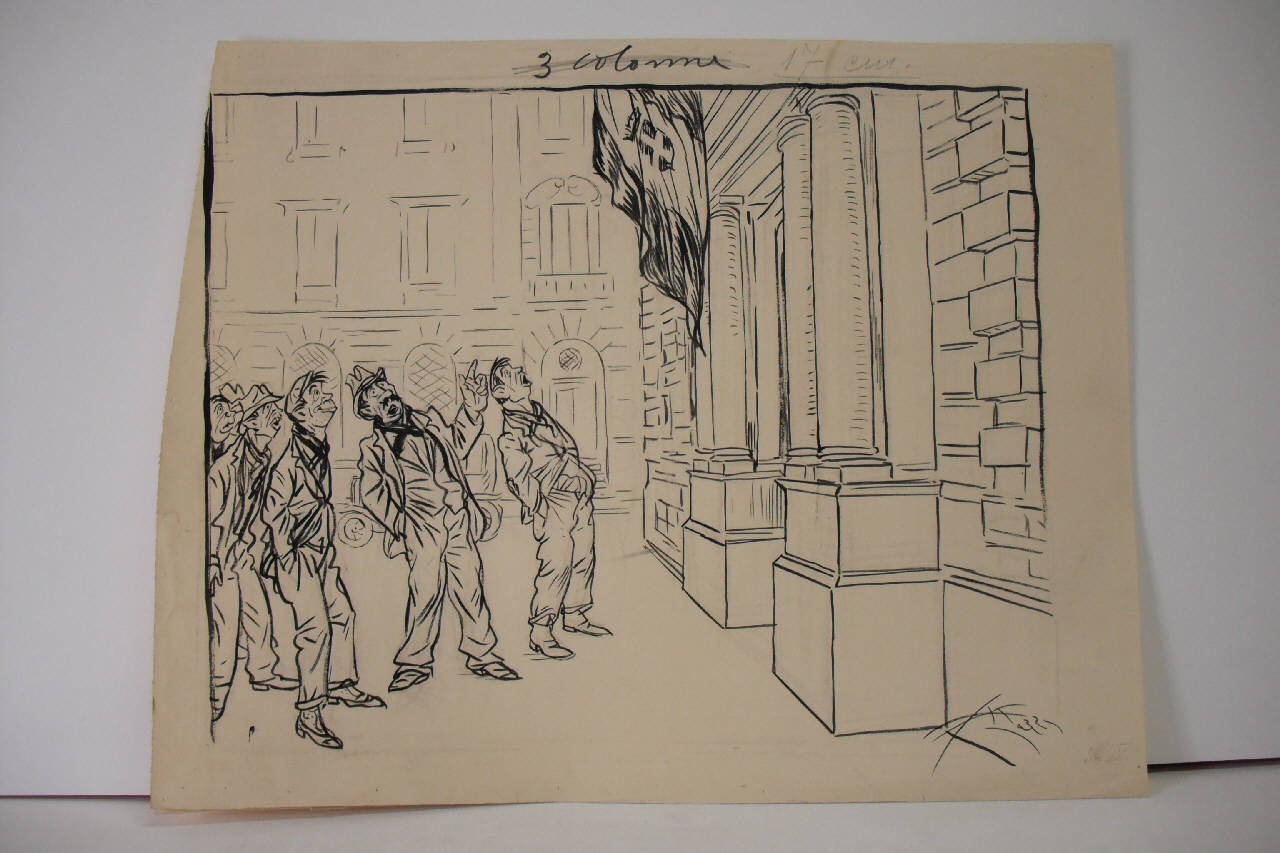 RIFLESSIONI PROLETARIE. (disegno) di Mazza, Aldo (1921/04/03 - )