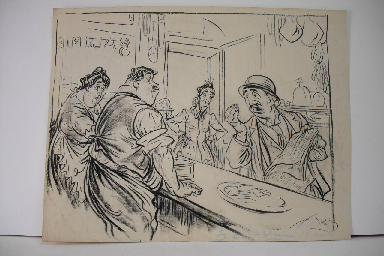 LO SCANDALO DELL'AZIENDA DEI CONSUMI. (disegno) di Mazza, Aldo (1921/05/29 - )