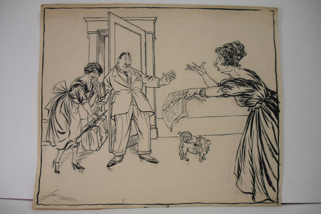 IL RITORNO DEL DEPUTATO. (disegno) di Mazza, Aldo (1921/07/10 - )