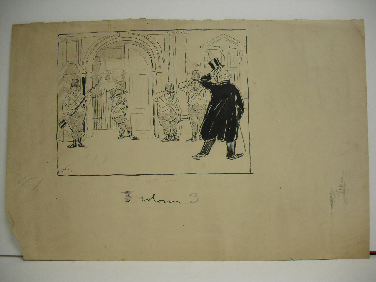 LA FELICE SOLUZIONE DELL'AFFARE DEL MONUMENTO. (disegno) di Mazza, Aldo (1909/01/10 - )