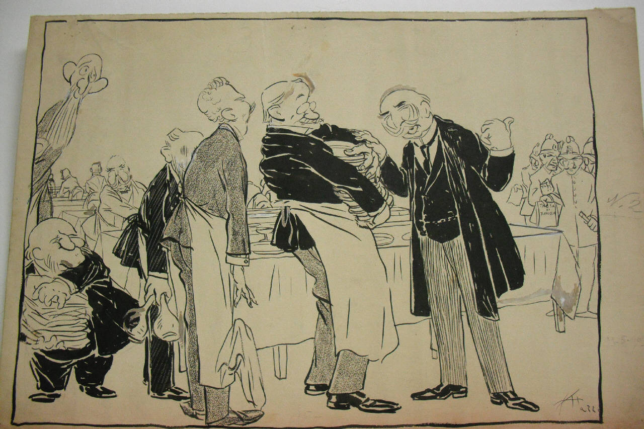 IL GRAN RIFIUTO DEL BANCHETTO. (disegno) di Mazza, Aldo (1909/05/23 - )