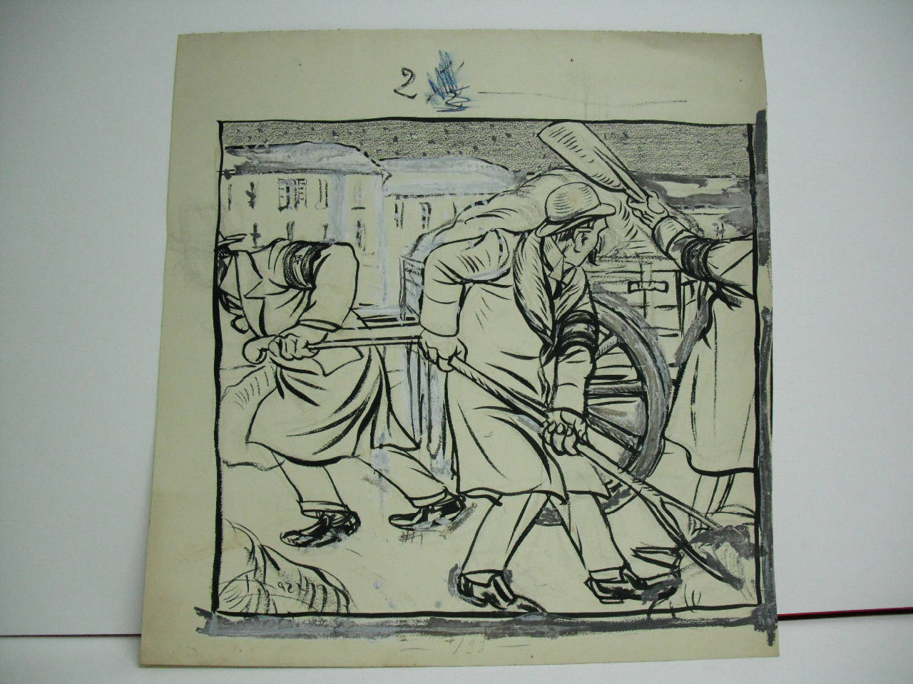 LO SGOMBERO DELLA NEVE. (disegno) di Mazza, Aldo (1917/01/02 - )