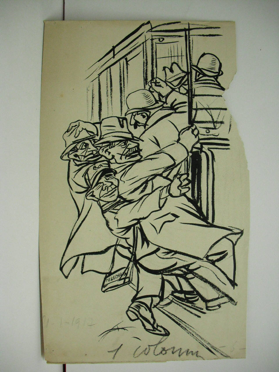 LA MUNICIPALIZZAZIONE DEI TRAMS. (disegno) di Mazza, Aldo (1917/01/21 - )