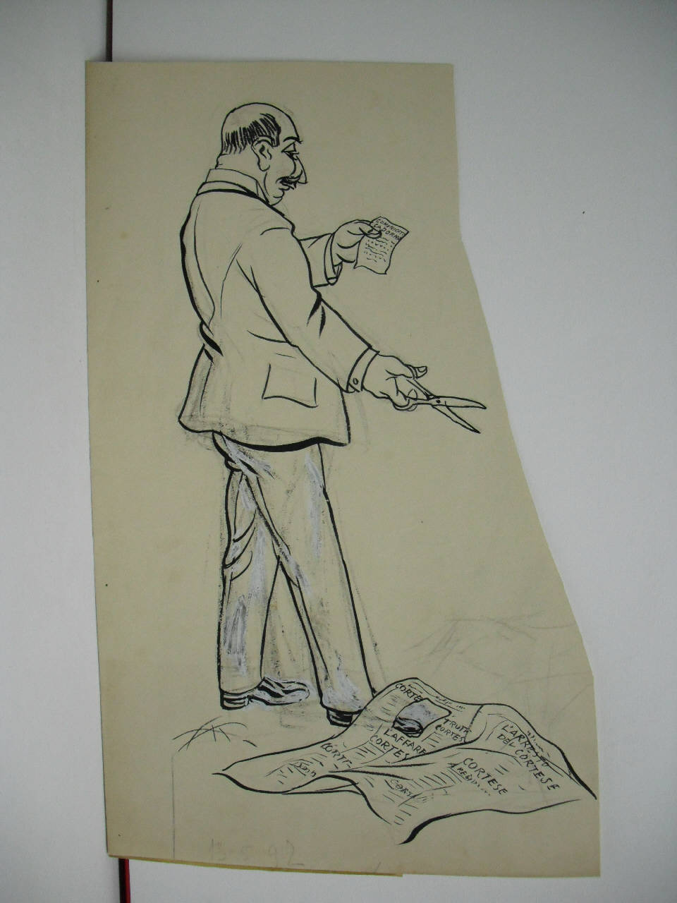 LO SPRECO DI CARTA PER L'AFFARE CORTESE. (disegno) di Mazza, Aldo (1917/05/13 - )