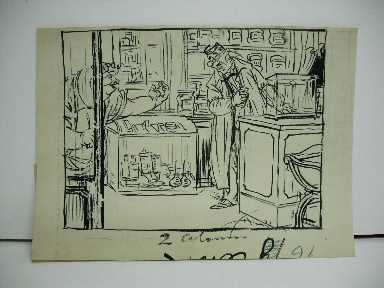 IL CALMIERE PER I FARMACISTI. (disegno) di Mazza, Aldo (1918/10/06 - )