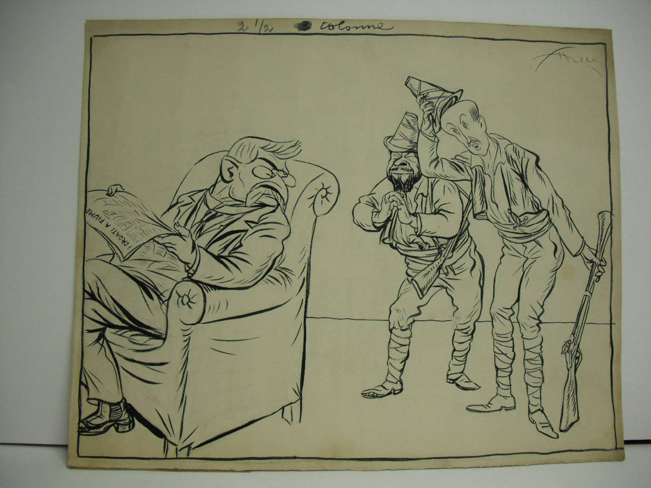 SONNINO, IL "SECOLO" E IL "CORRIERE". (disegno) di Mazza, Aldo (1918/11/24 - )