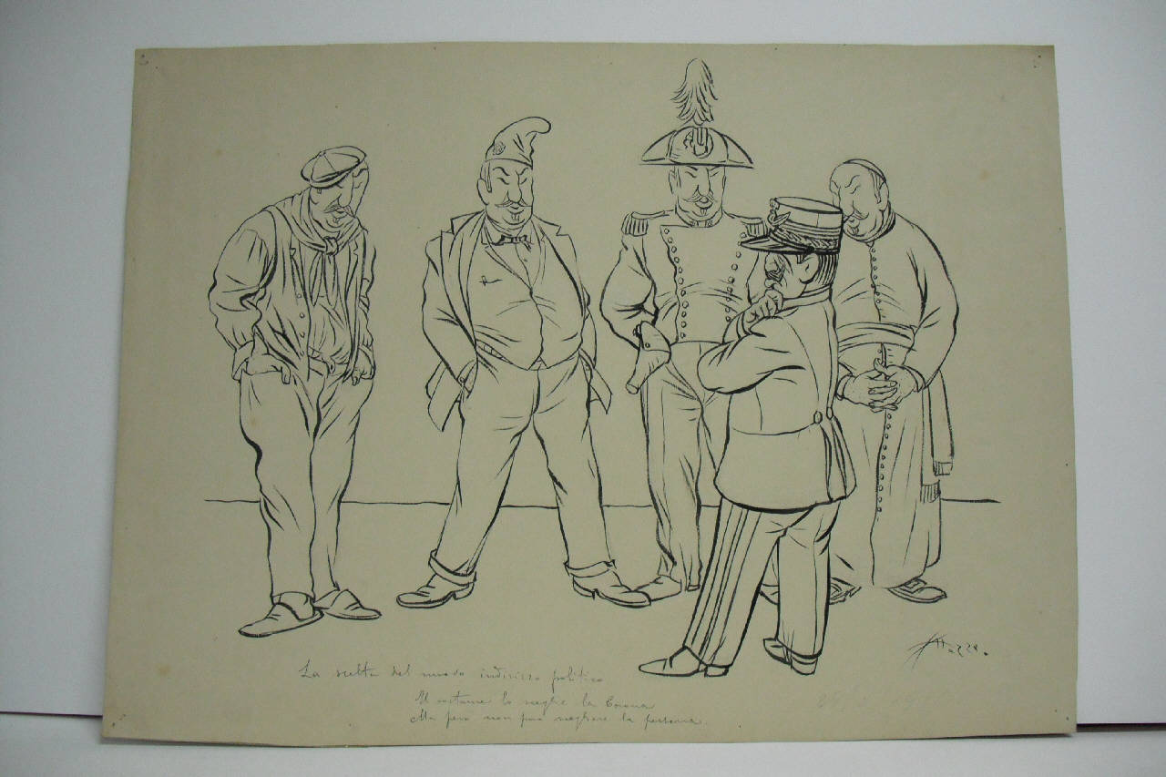 LA SCELTA DEL NUOVO INDIRIZZO POLITICO. (disegno) di Mazza, Aldo (1911/03/26 - )