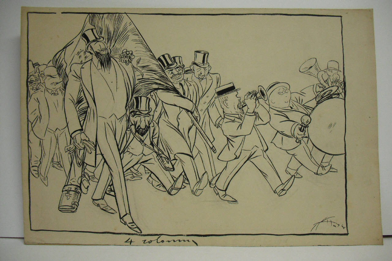 MANIFESTAZIONI PATRIOTTICHE. (disegno) di Mazza, Aldo (1911/05/18 - )