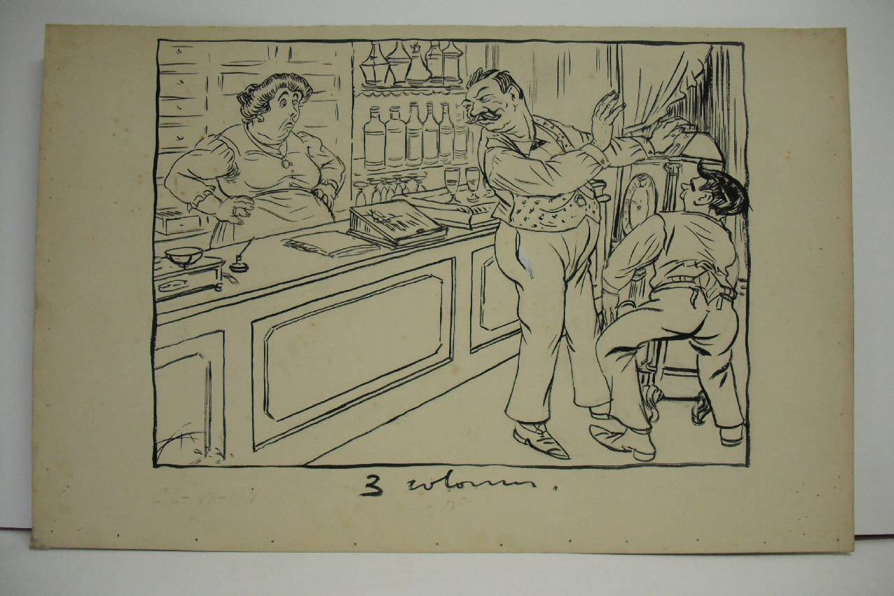 L'OSTRACISMO ALLE ROULETTES MECCANICHE. (disegno) di Mazza, Aldo (1911/07/23 - )