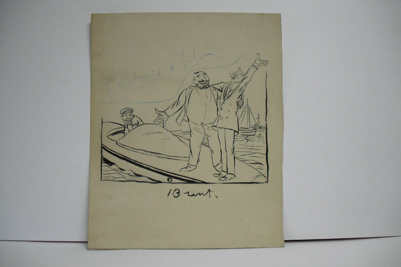 A ROMA, DOPO IL SUCCESSO DELLA CROCIERA MOTONAUTICA. (disegno) di Mazza, Aldo (1911/07/30 - )