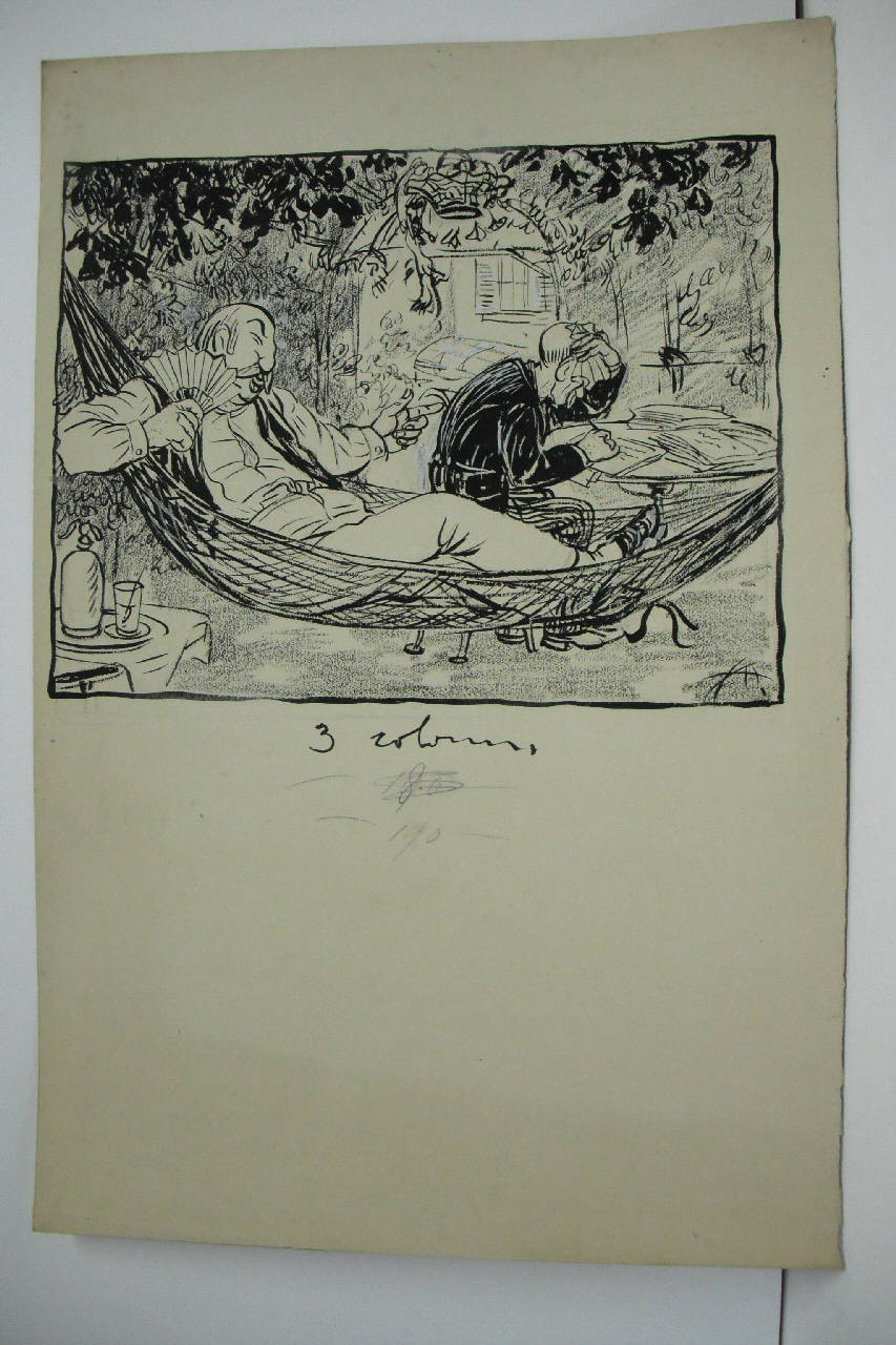 IL GRAN DA FARE DEL MINISTERO IN VACANZA. (disegno) di Mazza, Aldo (1911/08/06 - )