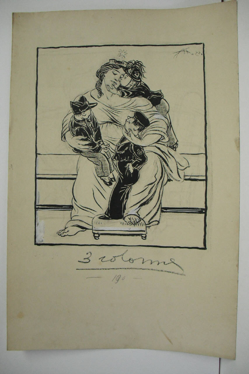 SCENE INTIME DI FAMIGLIA. (disegno) di Mazza, Aldo (1911/10/15 - )