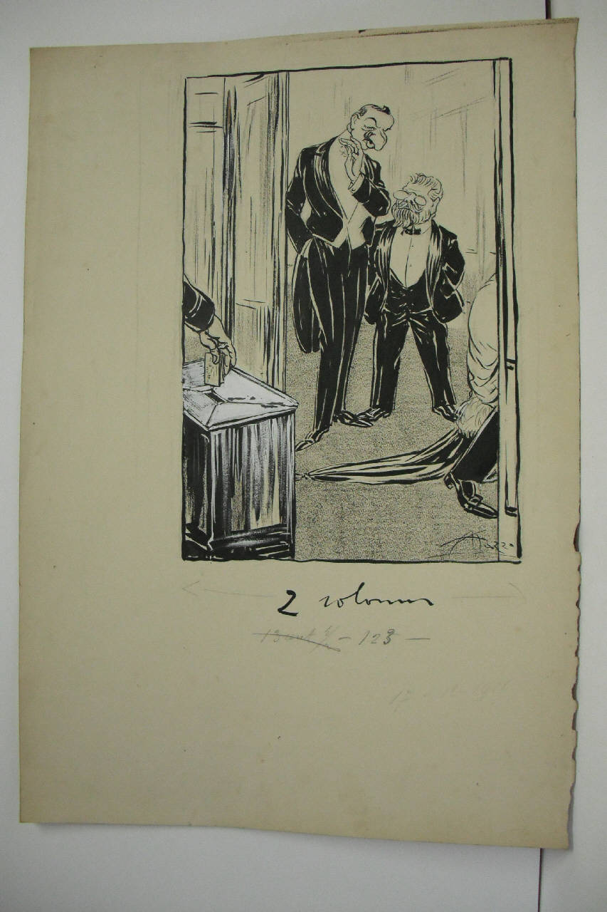 LA "premiére" dell'"ARMIDA" A BENEFICIO DEI COMBATTENTI. (disegno) di Mazza, Aldo (1911/12/17 - )