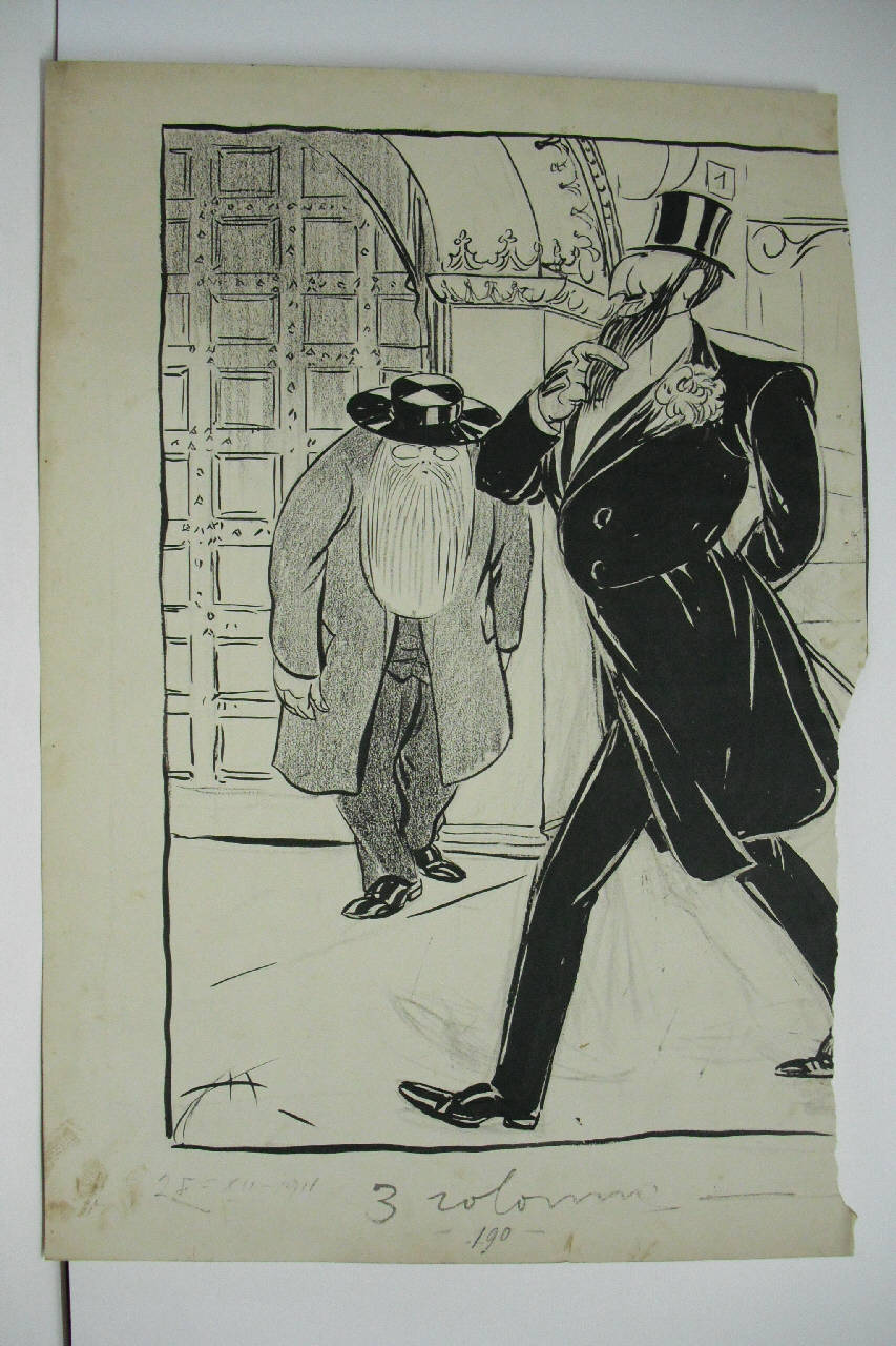 IL NUOVO PRESIDENTE DELL'ACCADEMIA DEI FILODRAMMATICI. (disegno) di Mazza, Aldo (1911/12/25 - )