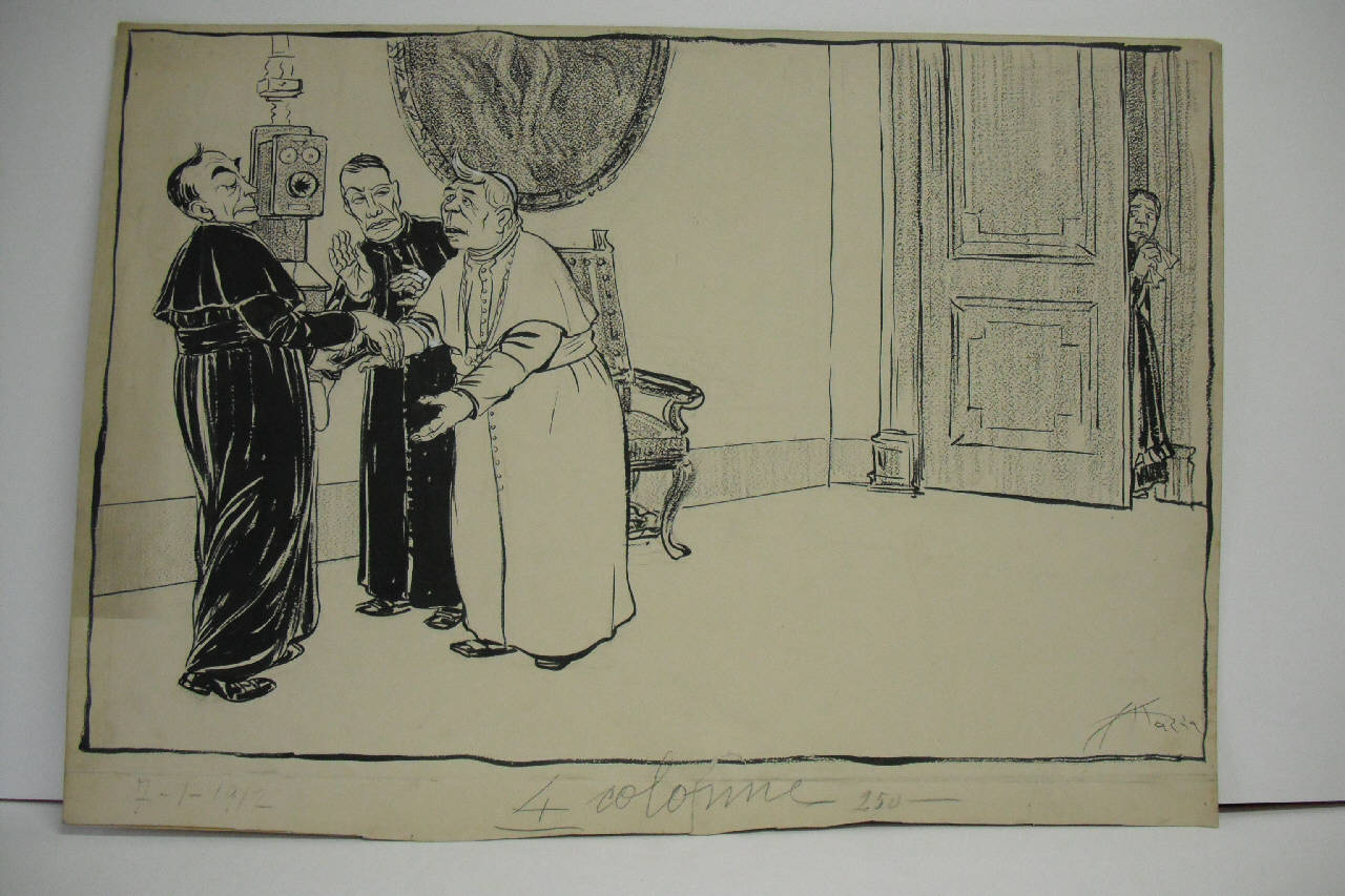 IL PAPA NON Può SENTIRE LE CAMPANE DI SAN MARCO. (disegno) di Mazza, Aldo (1912/01/07 - )