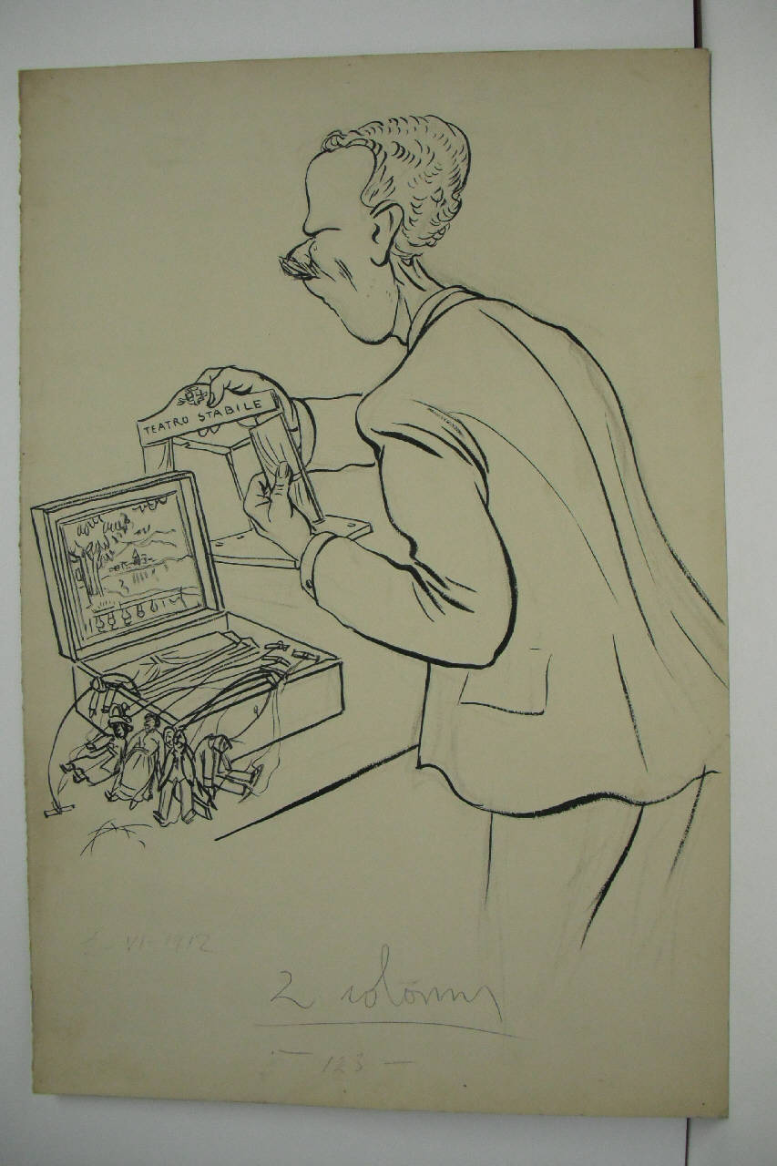 L'IMBALLAGGIO PER FIRENZE DELLA COMPAGNIA STABILE. (disegno) di Mazza, Aldo (1912/06/02 - )
