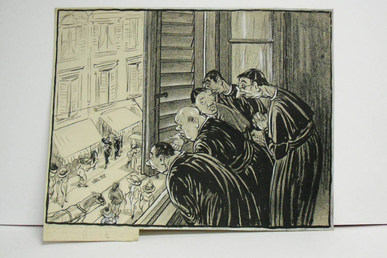 IL CLERO E LA MODA FEMMINILE. (disegno) di Mazza, Aldo (1912/07/21 - )