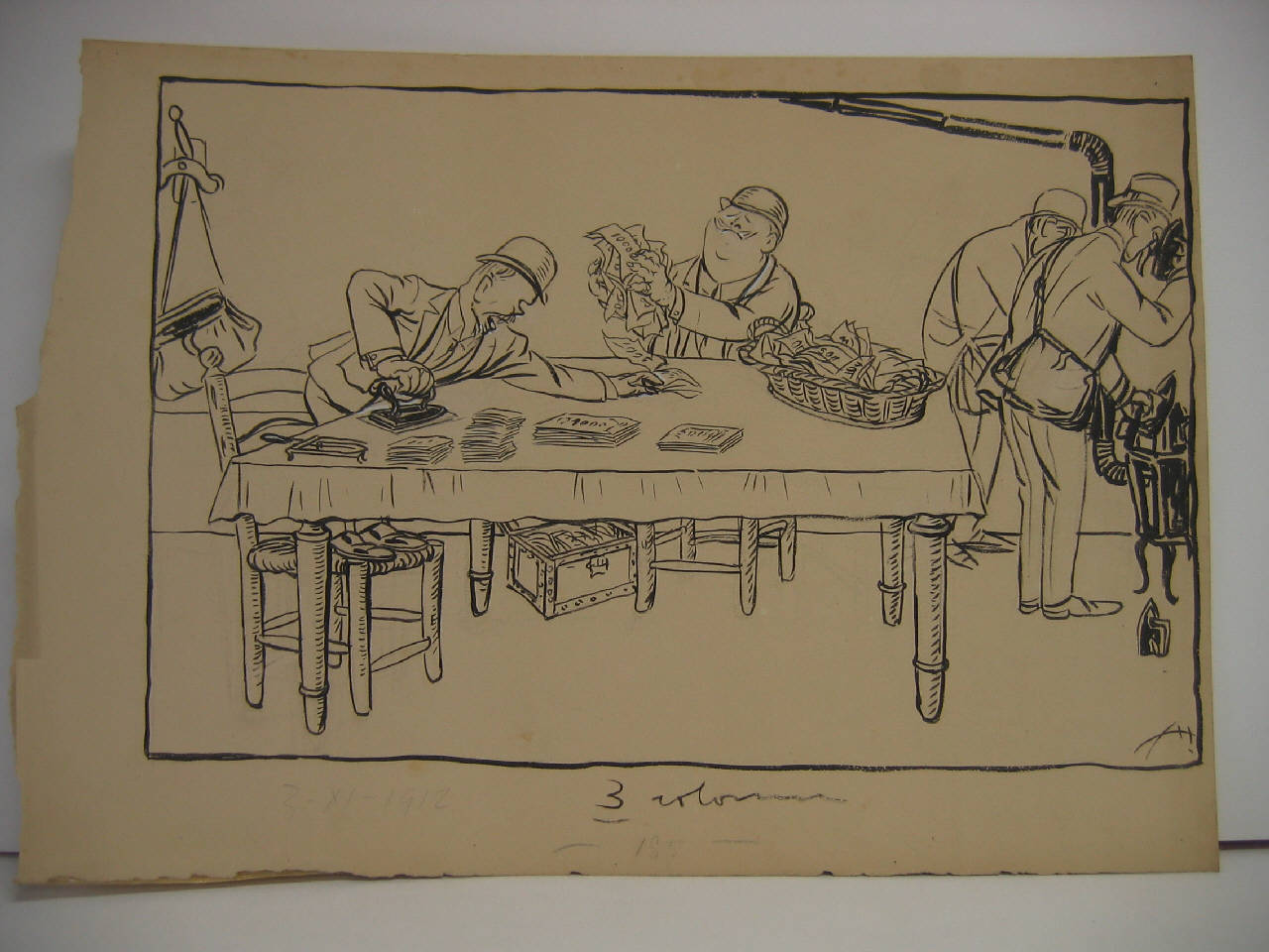 ALLA CHIUSURA DELLE CORSE IPPICHE. (disegno) di Mazza, Aldo (1912/11/03 - )