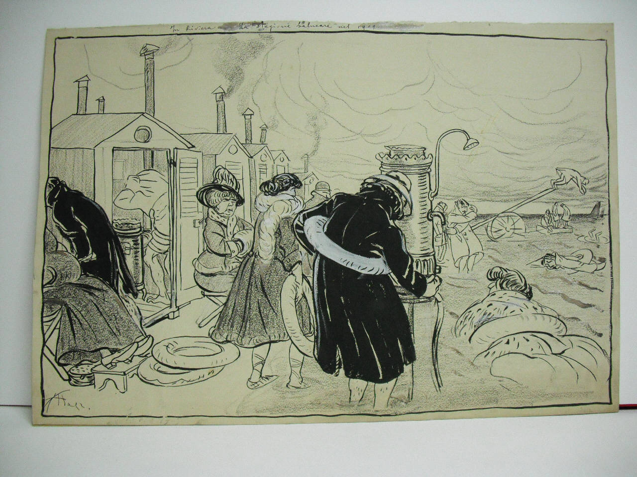 IN RIVIERA - stagione balneare. (disegno) di Mazza, Aldo (1909/07/11 - )