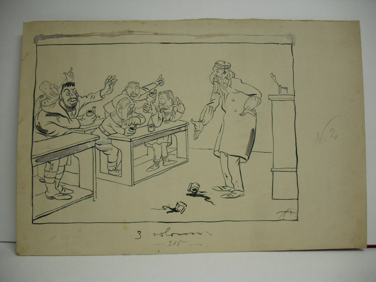 LA SCOLETTA DEL PARLAMENTO - IL LANCIO DEI CALAMAI. (disegno) di Mazza, Aldo (1909/07/11 - )