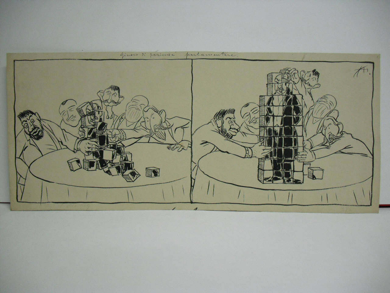 GIUOCO DI PAZIENZA PARLAMENTARE. (disegno) di Mazza, Aldo (1909/07/18 - )