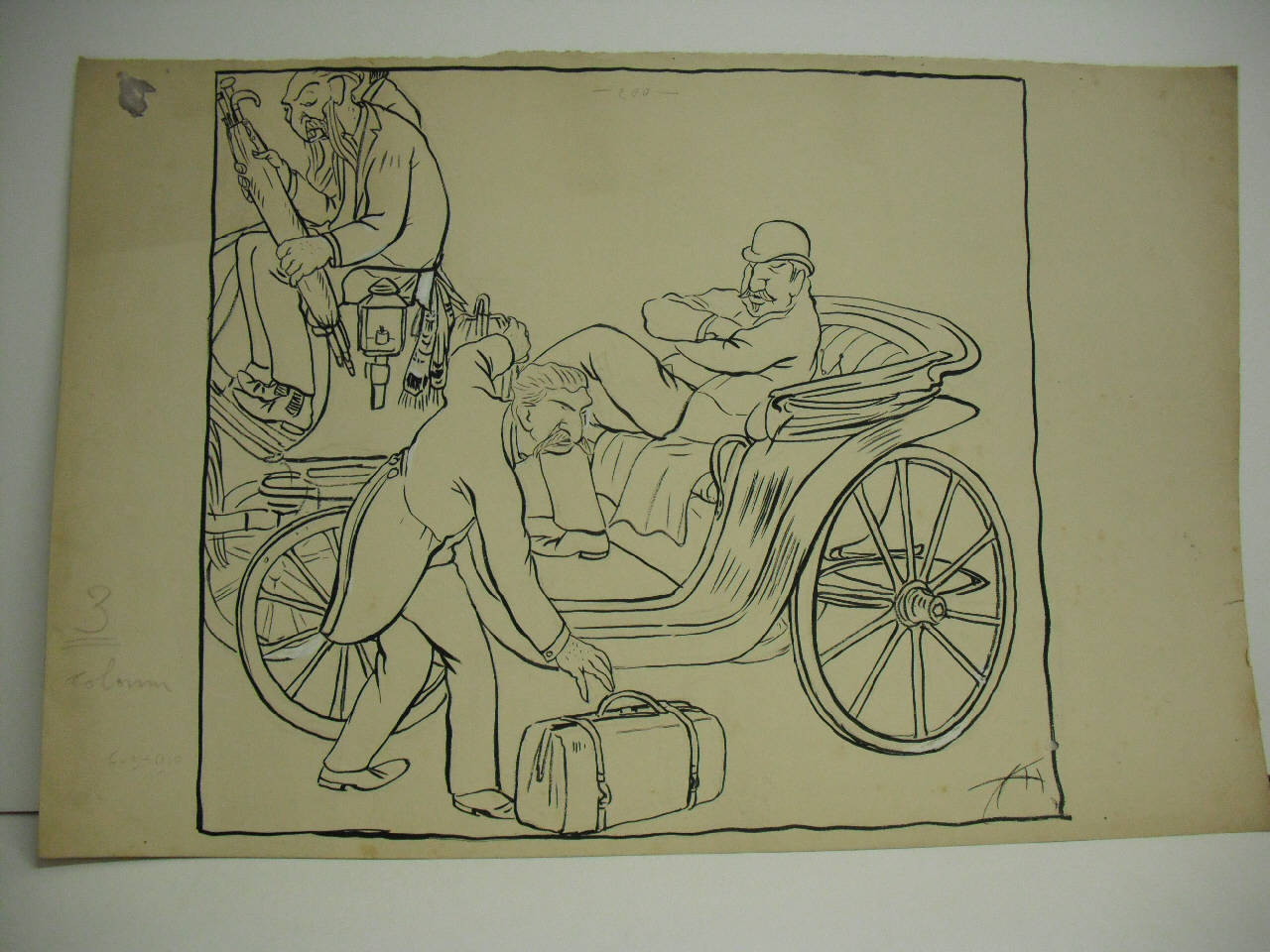 L'ARRIVO DEL DIRETTORE A ROMA. (disegno) di Mazza, Aldo (1910/03/06 - )