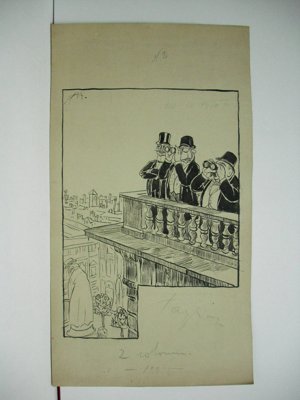 LA TERRAZZA DI PALAZZO MARINO. (disegno) di Mazza, Aldo (1910/04/24 - )