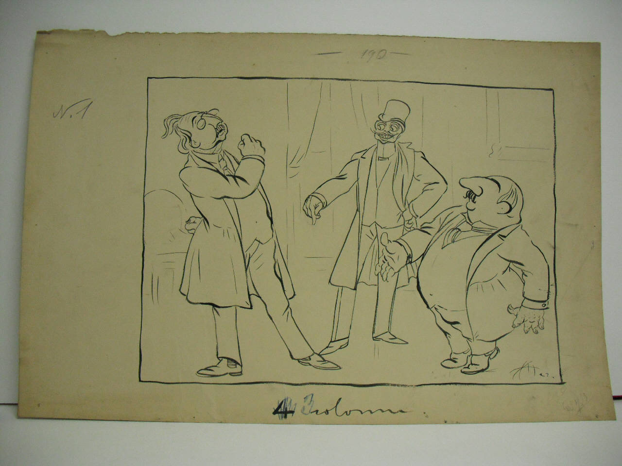 LE DIMISSIONI E LA COMETA. (disegno) di Mazza, Aldo (1910/05/08 - )