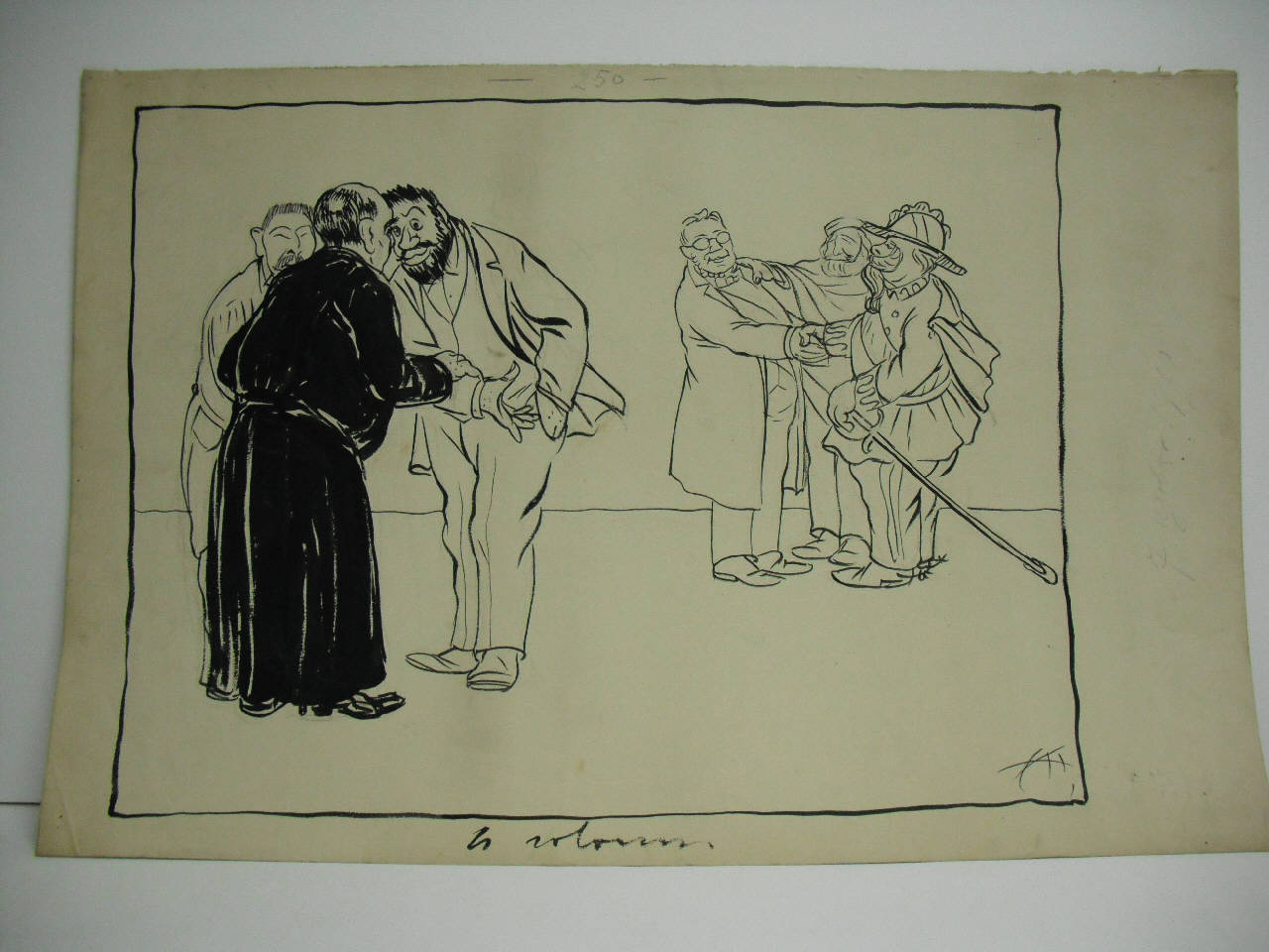 IL CENTENARIO DI CAVOUR - gli astensionisti. (disegno) di Mazza, Aldo (1910/08/07 - )