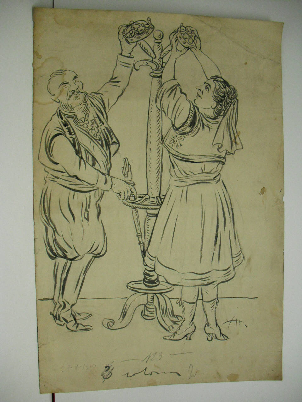 DOPO LE FESTE DELL'INCORONAZIONE. (disegno) di Mazza, Aldo (1910/08/28 - )