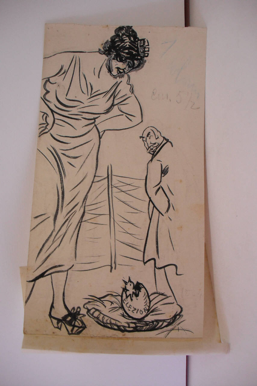 L'INCUBAZIONE ELETTORALE. (disegno) di Mazza, Aldo (1921/04/10 - )