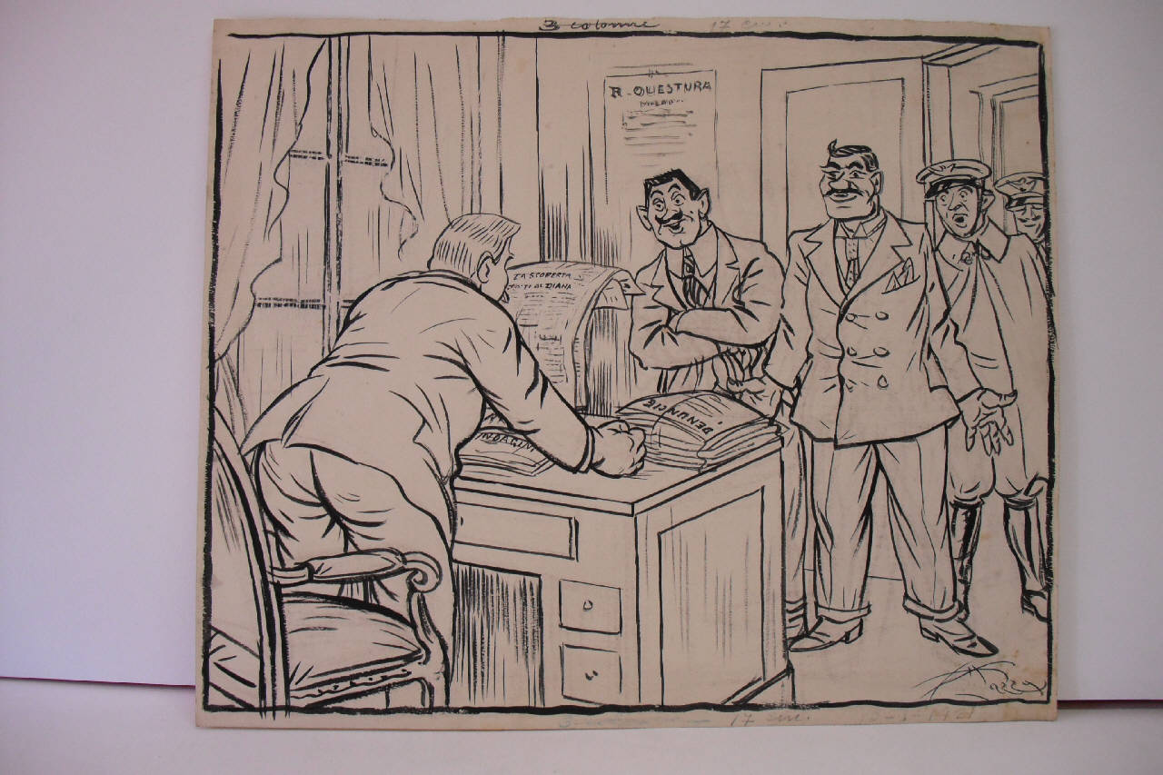 I GIORNALI BENE INFORMATI. (disegno) di Mazza, Aldo (1921/04/10 - )