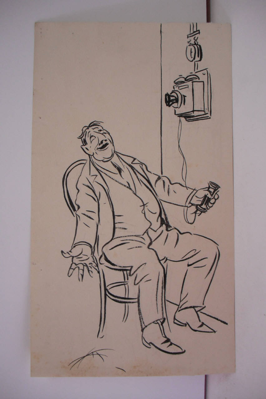 LO SCIOPERO TELEFONICO QUOTIDIANO. (disegno) di Mazza, Aldo (1921/06/05 - )