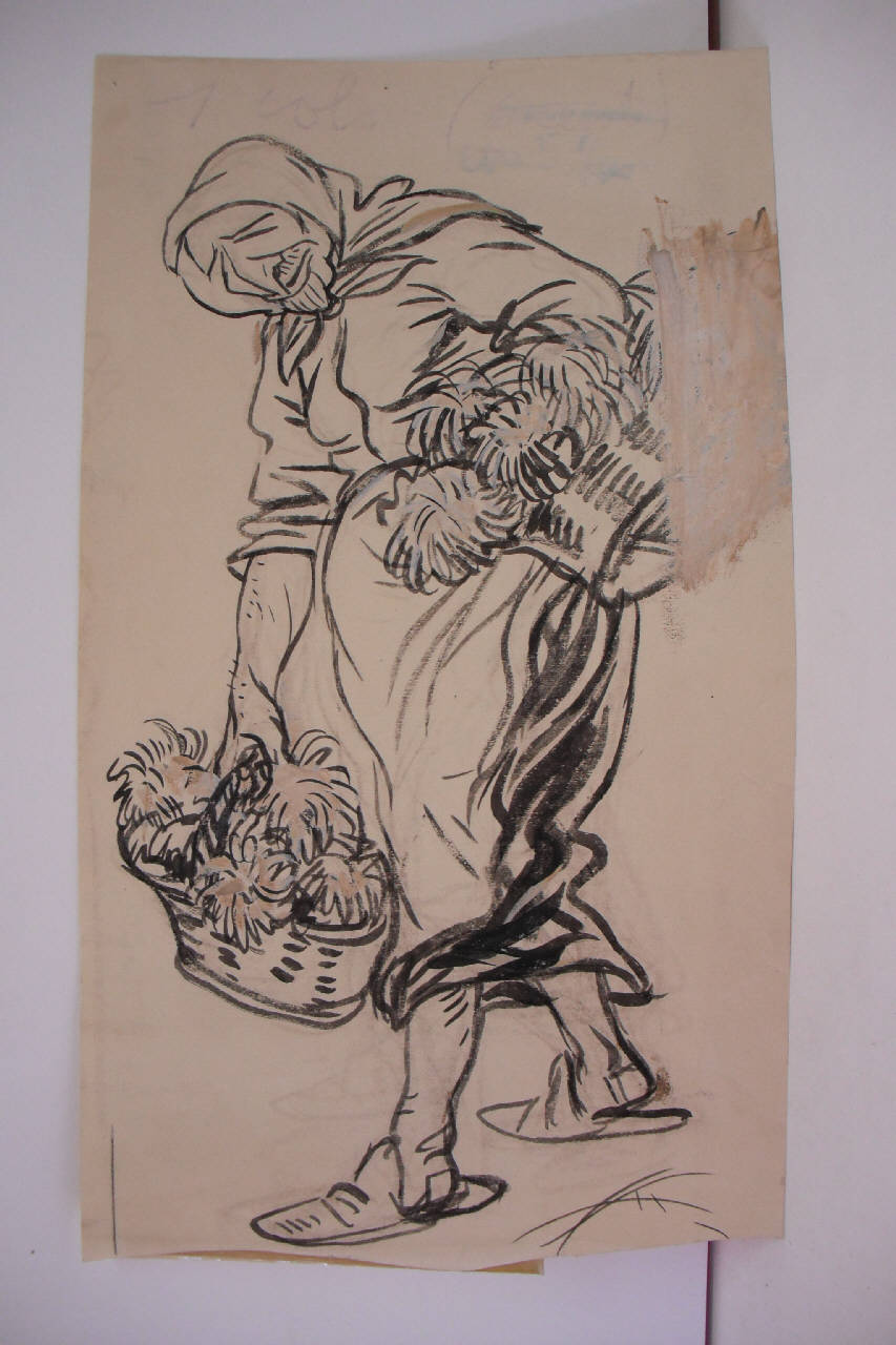 IL COMUNE VENDE I CRISANTEMI DEI GIARDINI. (disegno) di Mazza, Aldo (1921/10/30 - )