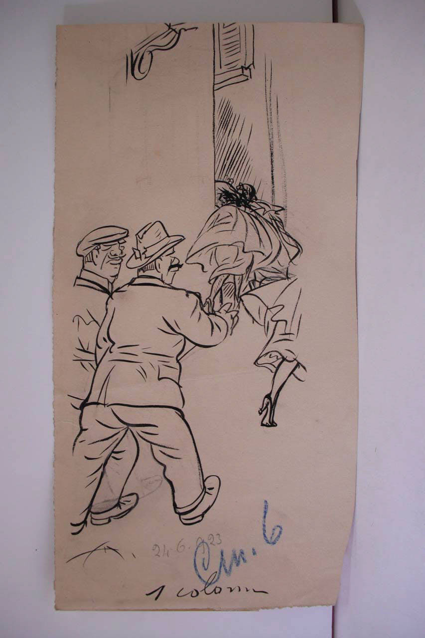 LA "CORRIDA" A MILANO. (disegno) di Mazza, Aldo (1923/06/24 - )