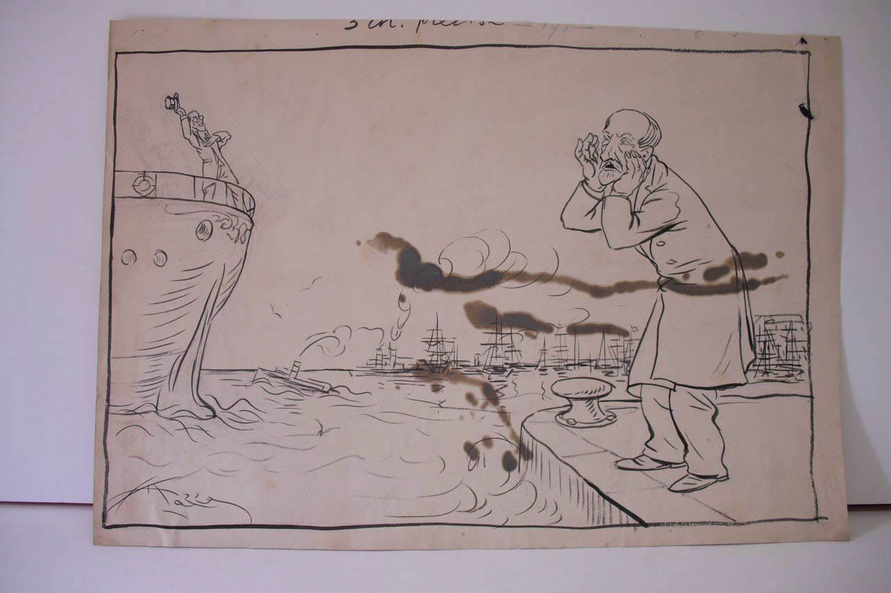 UNA PARTENZA DESIDERATA. (disegno) di Mazza, Aldo (1919/07/06 - )