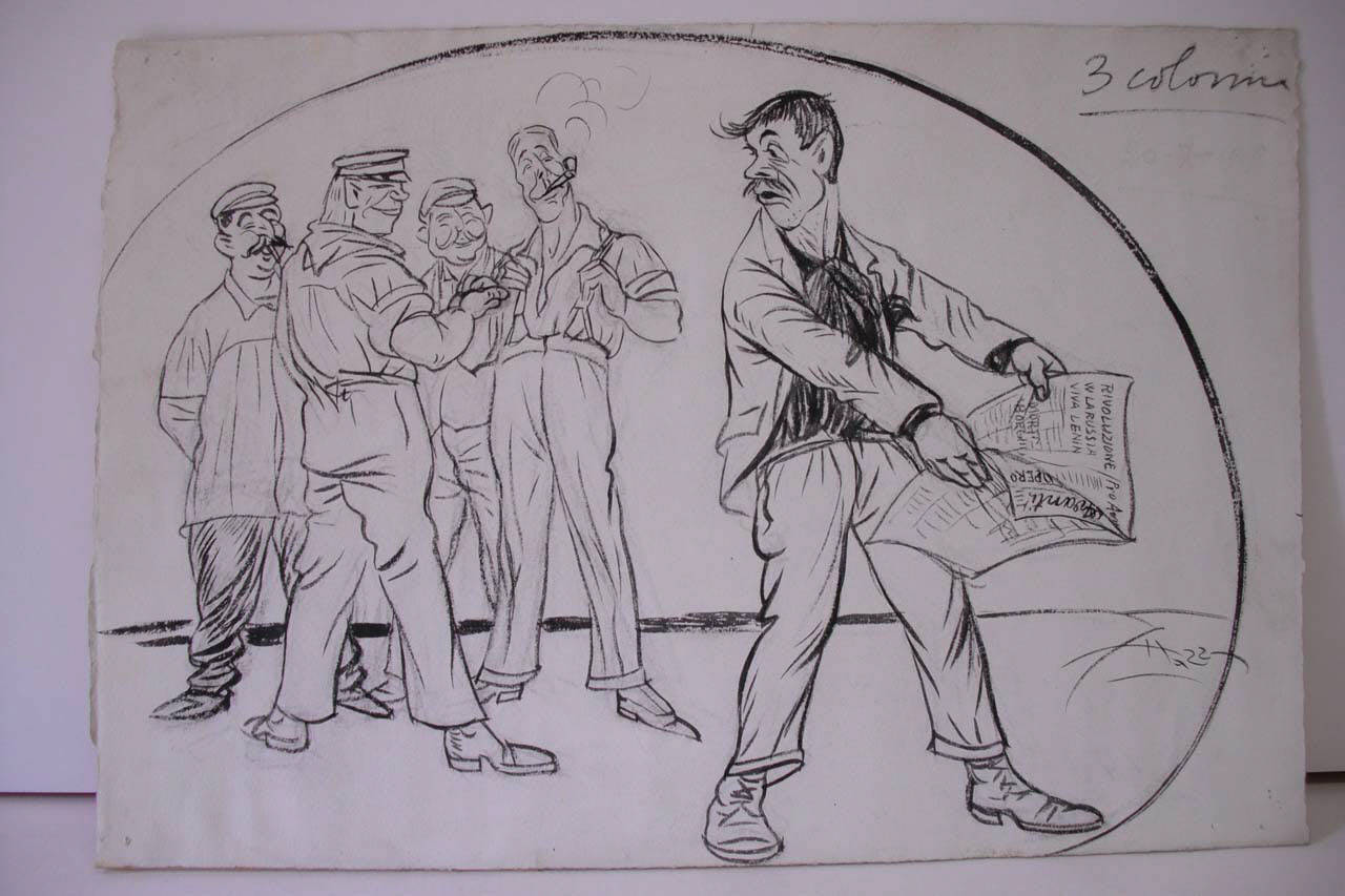 LO SCIOPERO INTERNAZIONALE. (disegno) di Mazza, Aldo (1919/07/20 - )