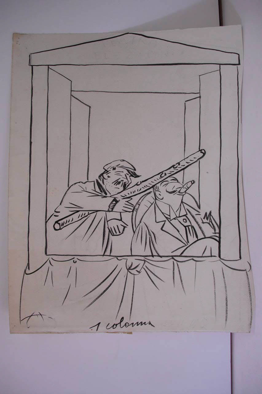 TEATRO DELLE ELEZIONI. (disegno) di Mazza, Aldo (1919/11/23 - )