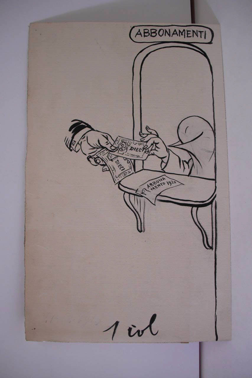 ABBONAMENTO 1920 (Lire dieci all'anno). (disegno) di Mazza, Aldo (1919/12/21 - )