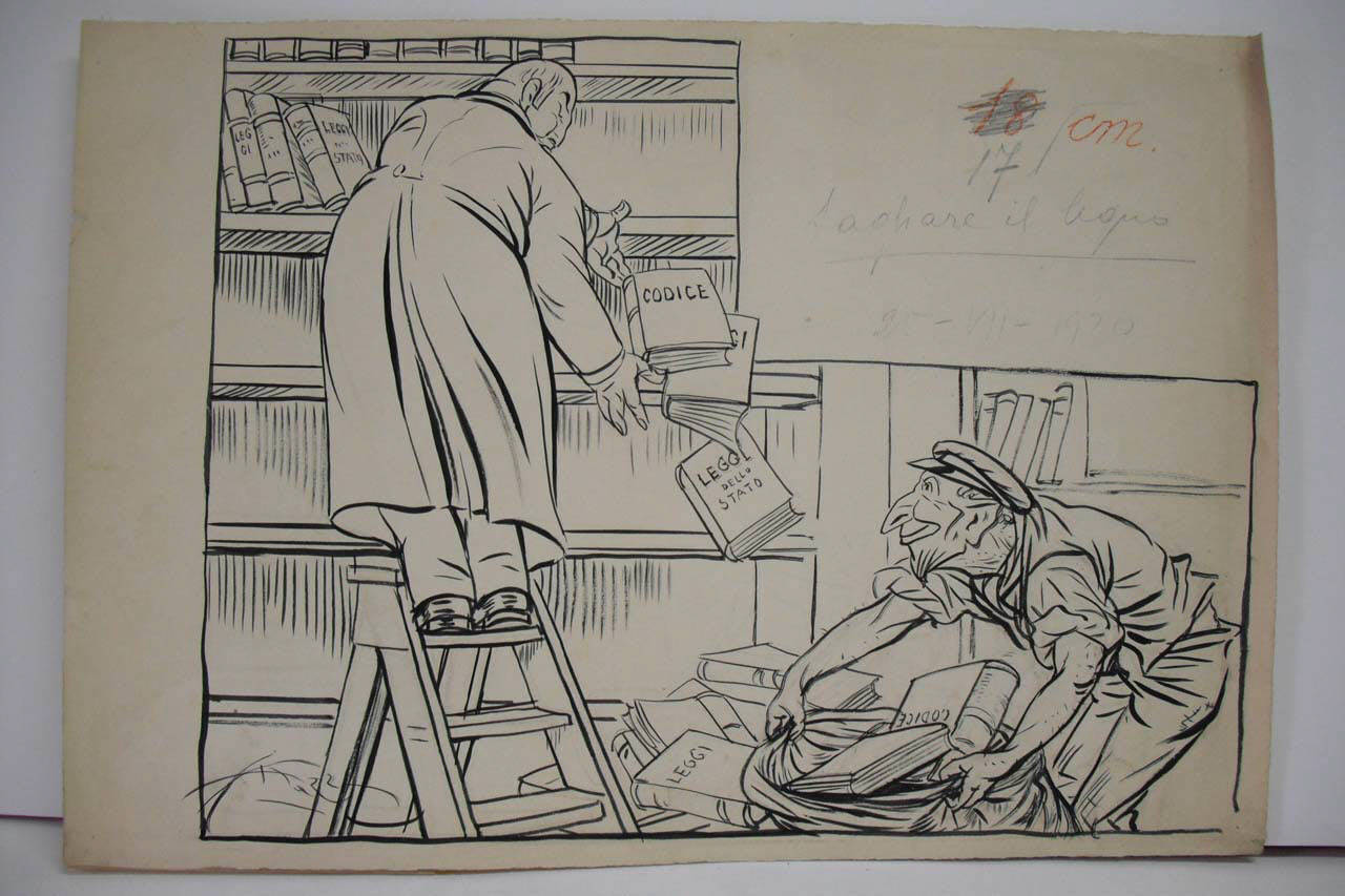 DOPO LO SCIOPERO DEI SECONDARI GIOLITTI E L'ARROGAZIONE DELL'ARTICOLO 115. (disegno) di Mazza, Aldo (1920/07/25 - )