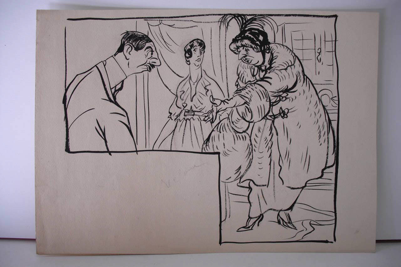 LA VISITA AL NUOVO APPARTAMENTO DEGLI SPOSI (reclame). (disegno) di Mazza, Aldo (1915/01/03 - )