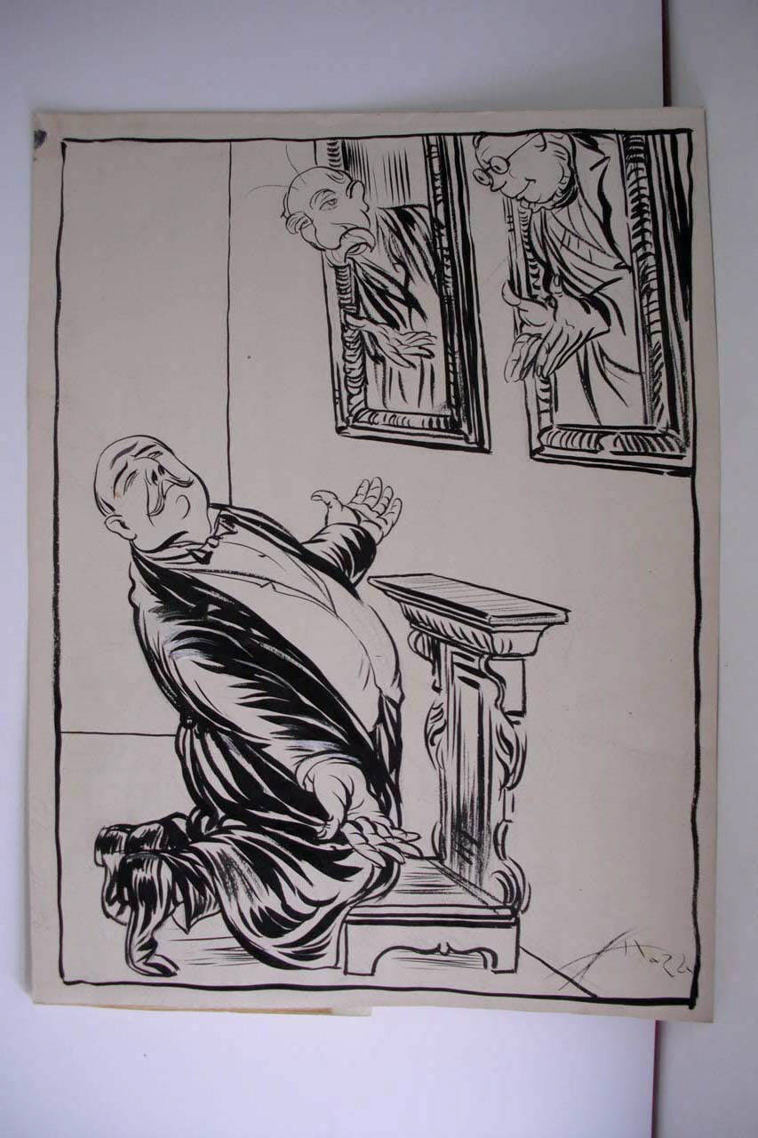 LA PREGHIERA DI SALANDRA. (disegno) di Mazza, Aldo (1915/02/28 - )