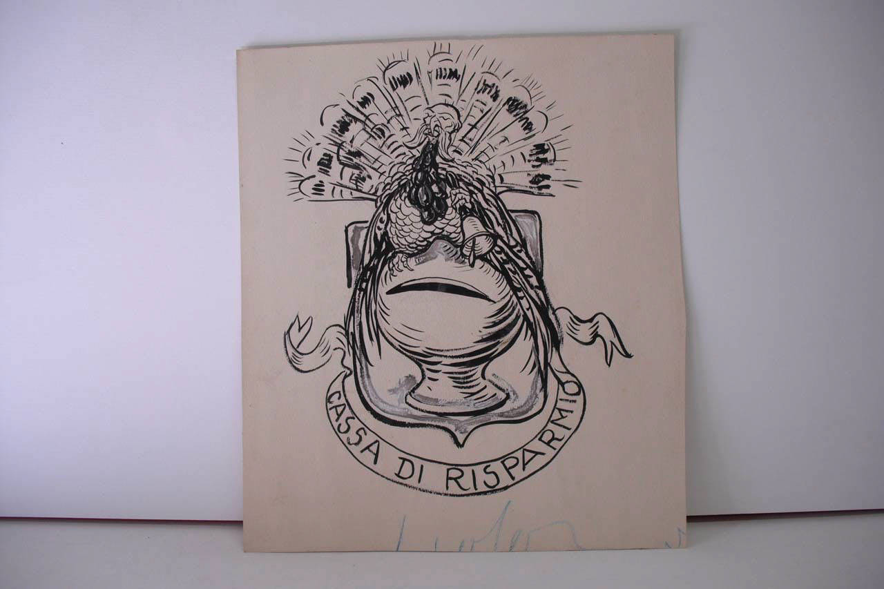 LO STEMMA DELLA CASSA DI RISPARMIO. (disegno) di Mazza, Aldo (1915/03/07 - )