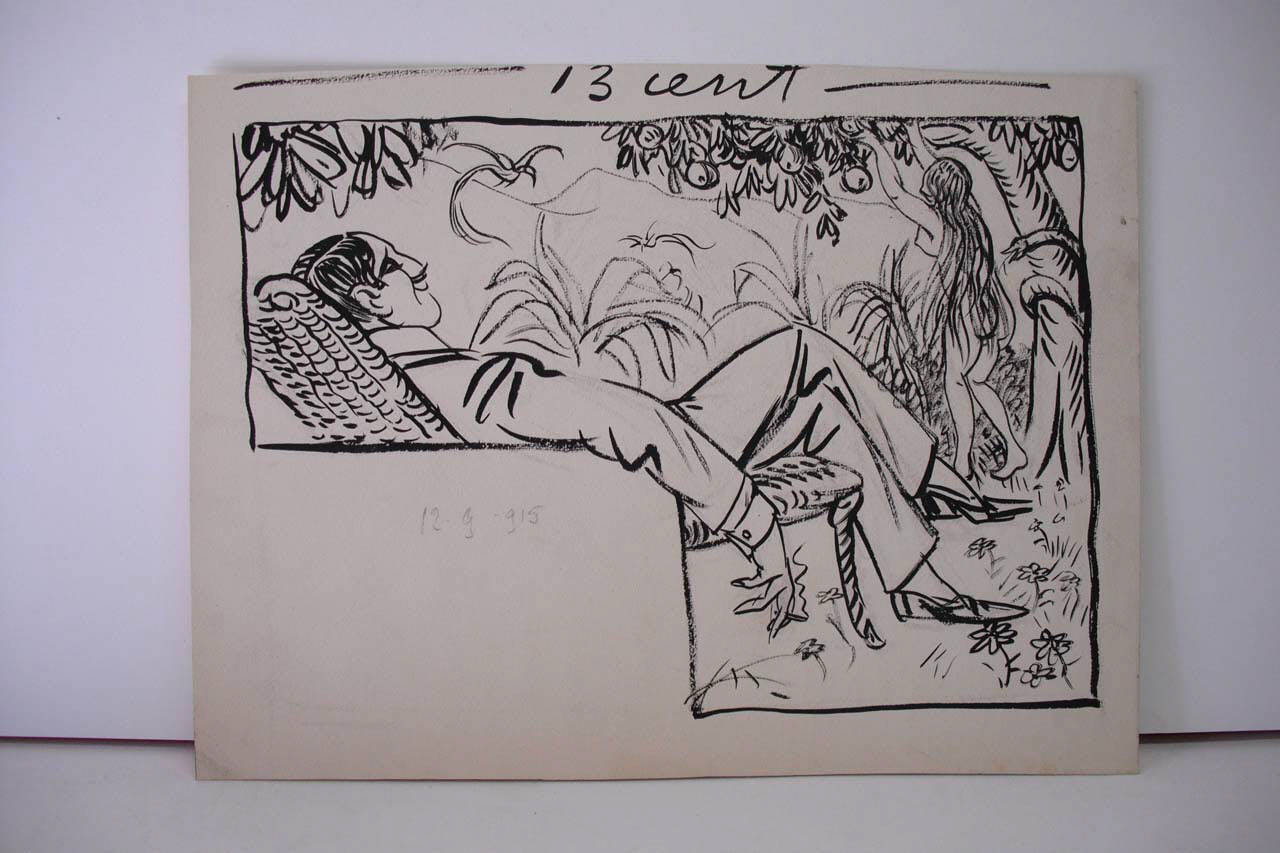 IL SOGNO DEL POETA. (disegno) di Mazza, Aldo (1915/09/12 - )