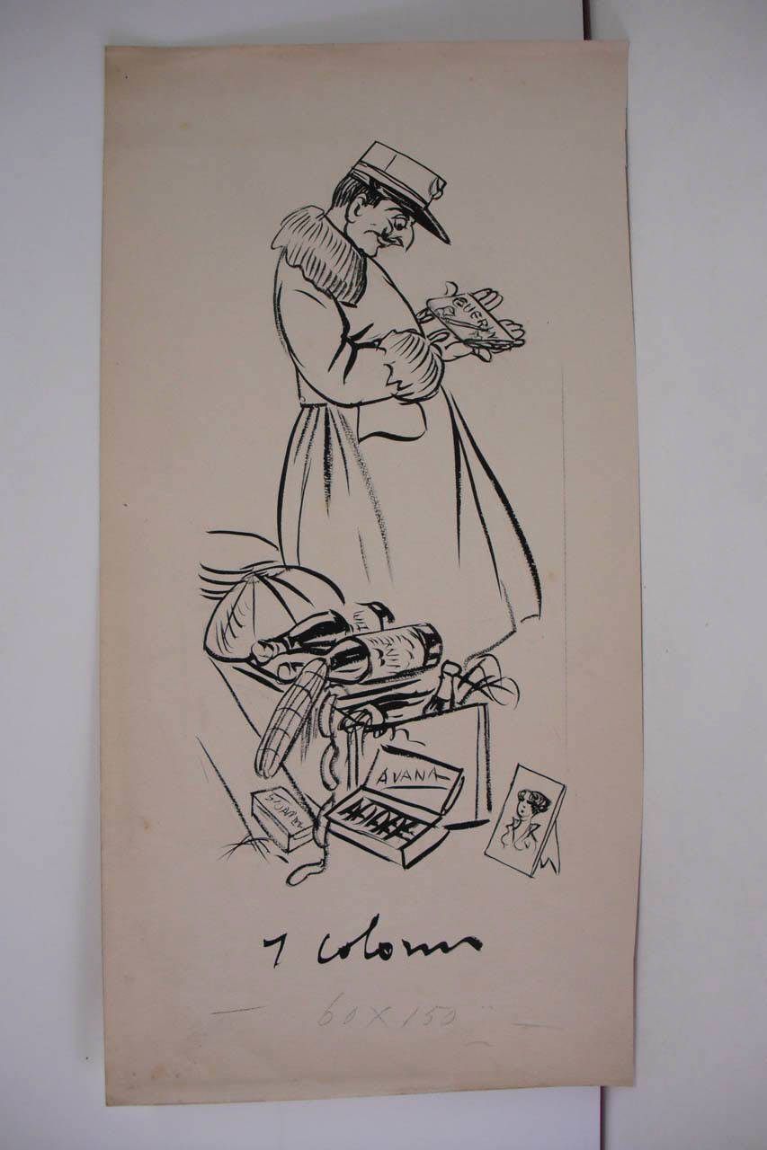 I DONI PER IL SOLDATO AL FRONTE. (disegno) di Mazza, Aldo (1916/01/02 - )