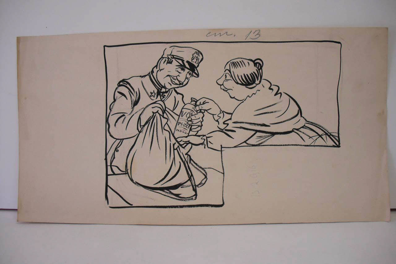 PER IL RITORNO AL FRONTE (Relcame). (disegno) di Mazza, Aldo (1916/02/13 - )