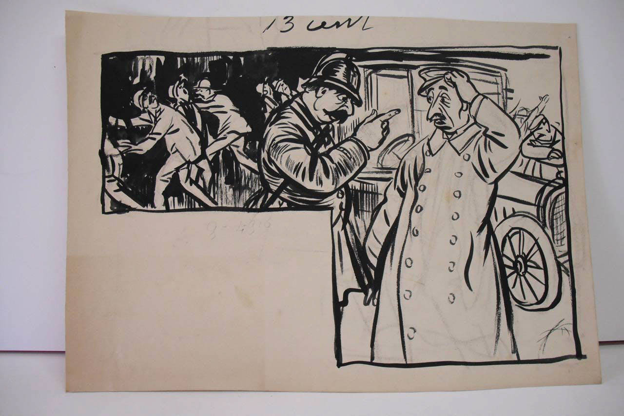 UN FALSO ALLARME - NON ERANO BOMBE RAZZO (Reclame). (disegno) di Mazza, Aldo (1916/04/09 - )